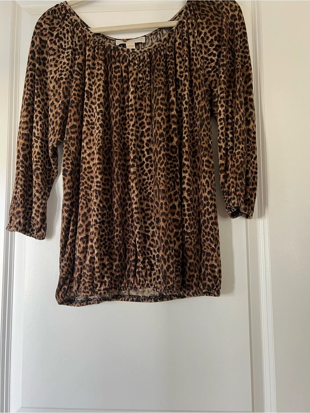 Michael Kors Leopard Print Peasant Type Top